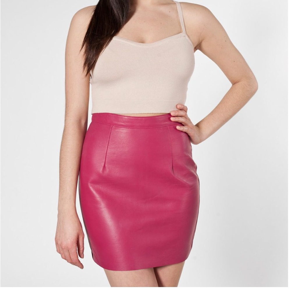 American Apparel Fuchsia Leather Skirt